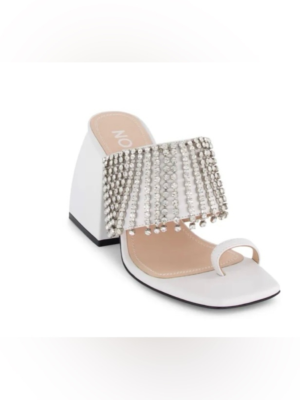NWOT Nodaleto Bulla Preston mules- cascading crystal embellishments in white